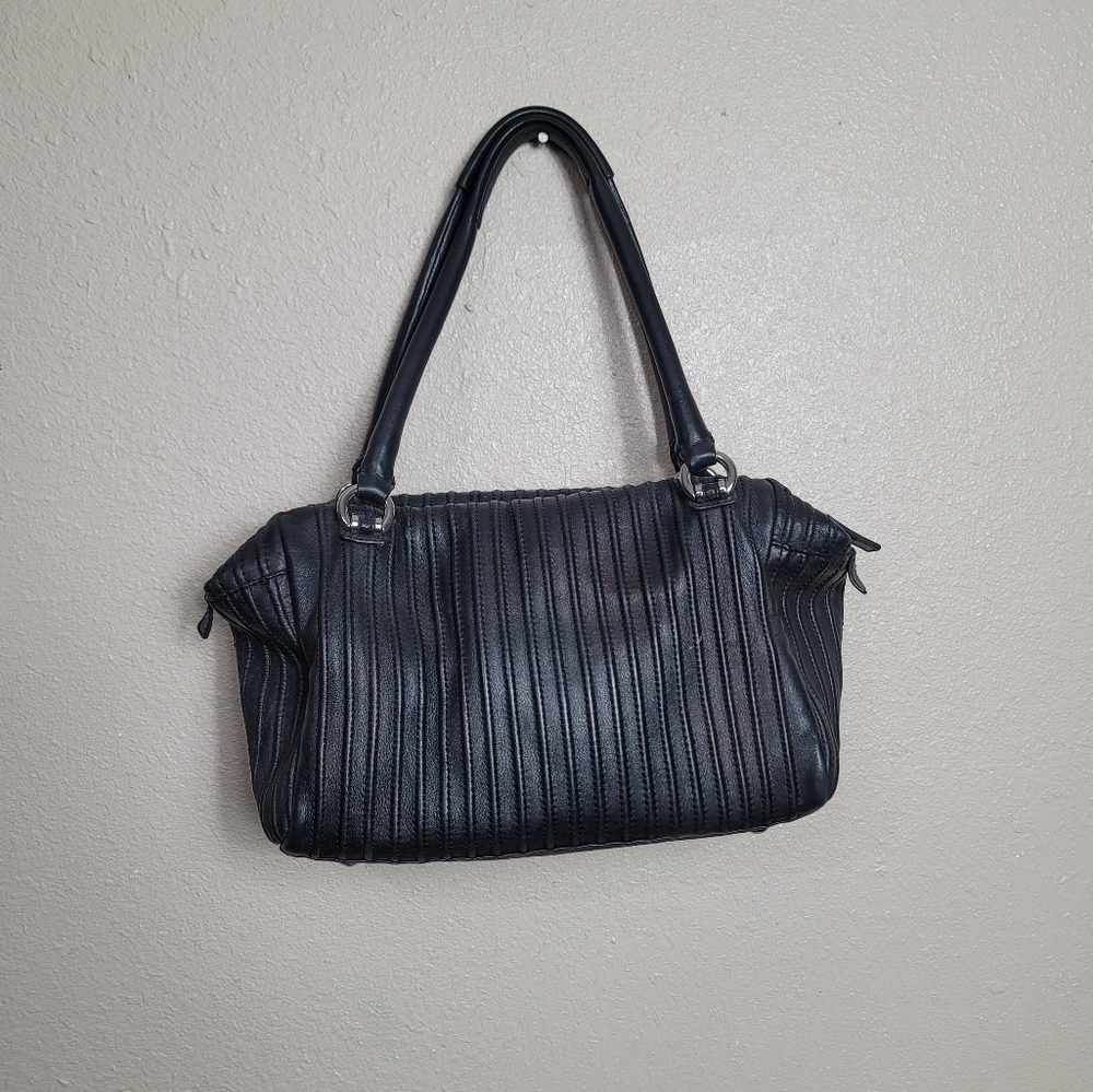 Karen Millen Luxury Leather Handbag Double Handle Black MINT Large - Picture 2 of 13